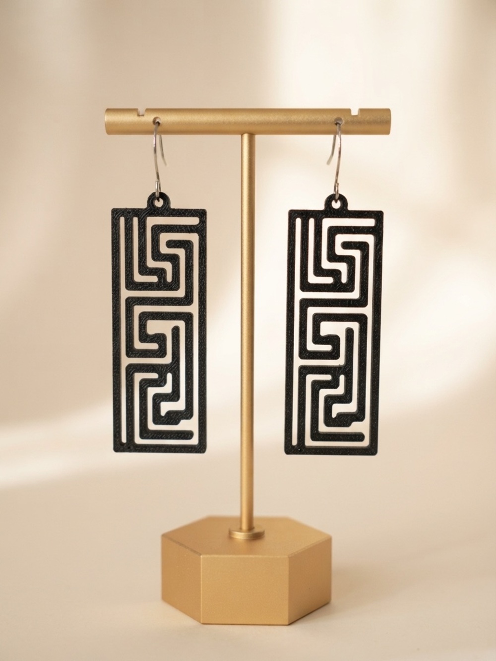 Black Geometric Rectangular Drop Earrings - Brand